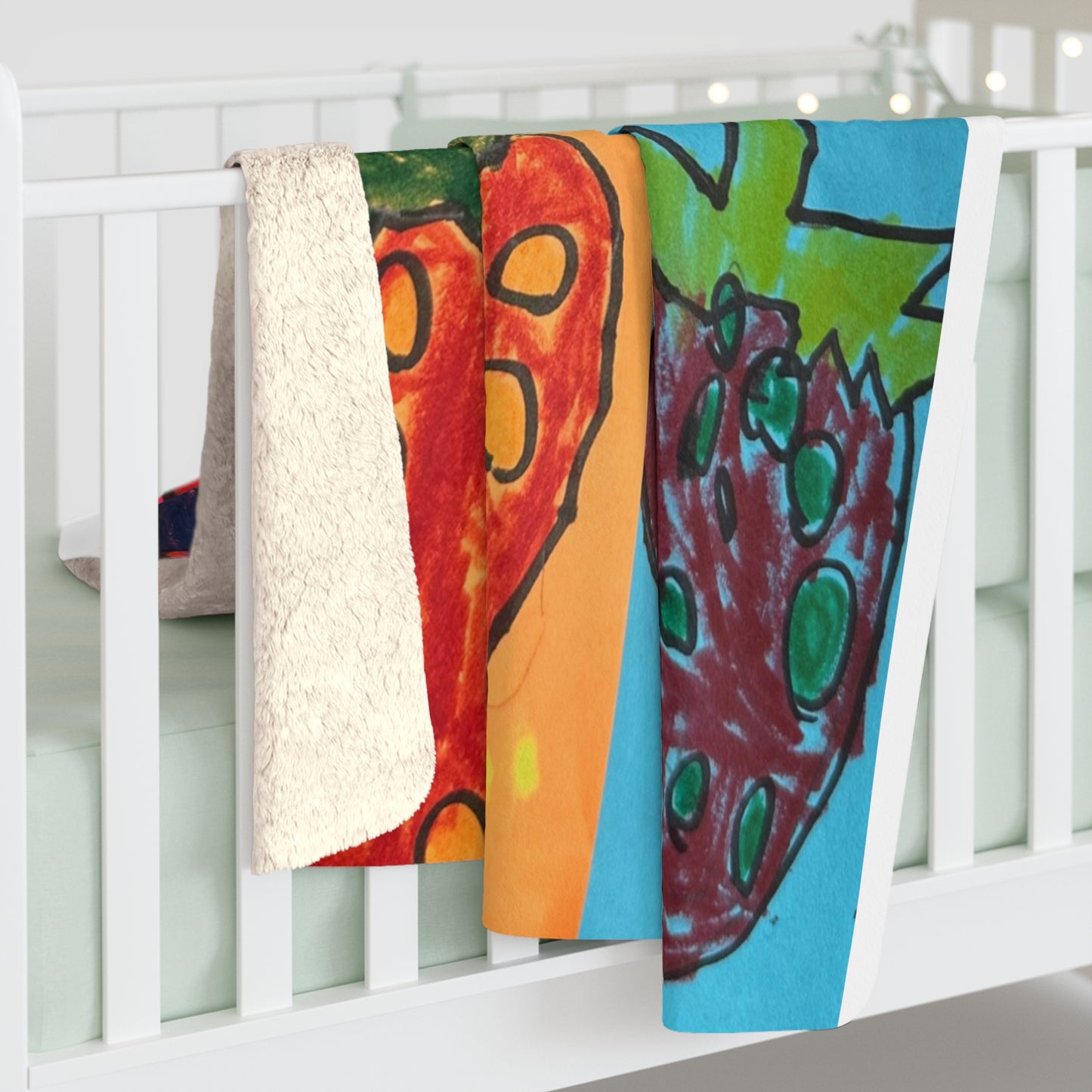 Chuck's Strawberries (Andy Warhol). Colorful Sherpa Blanket for Cozy Living