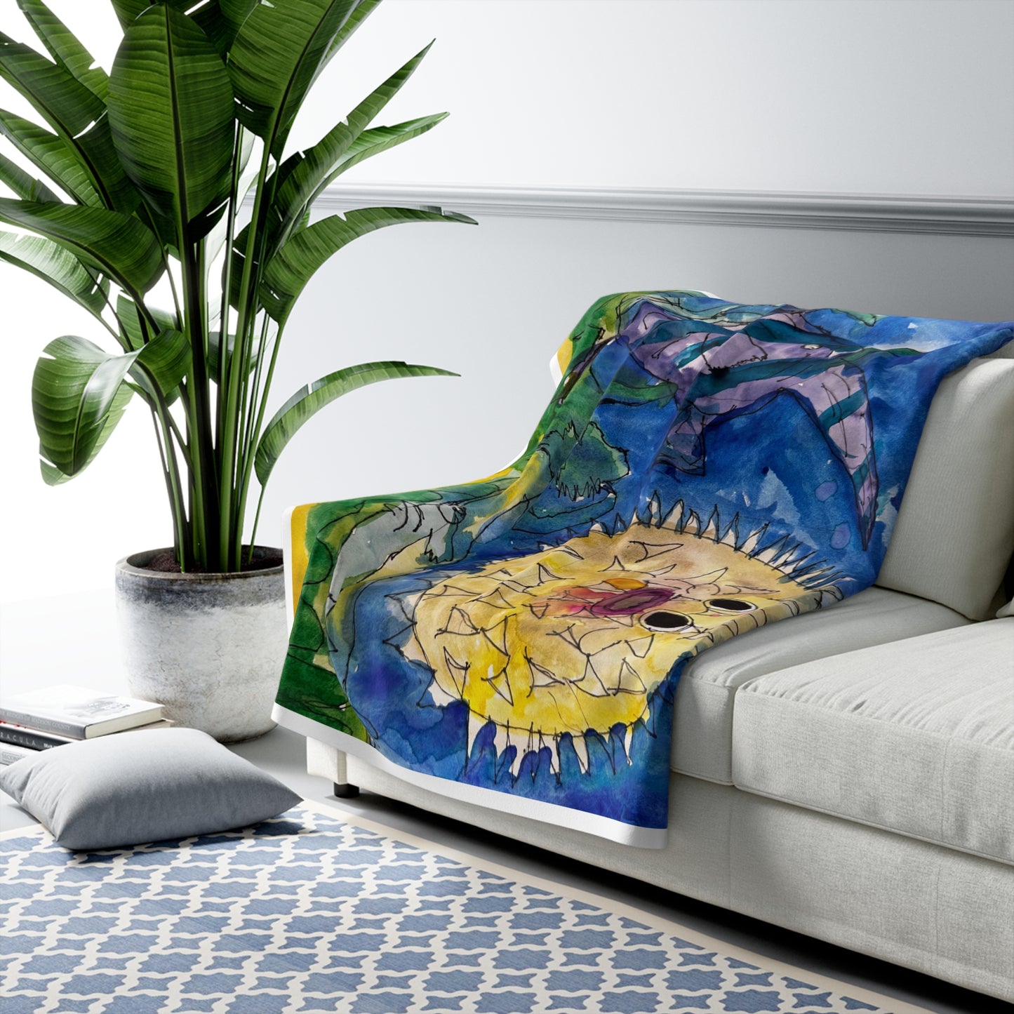 Colin's Puffer - Original Blanket. Colorful Sherpa Blanket for Cozy Living