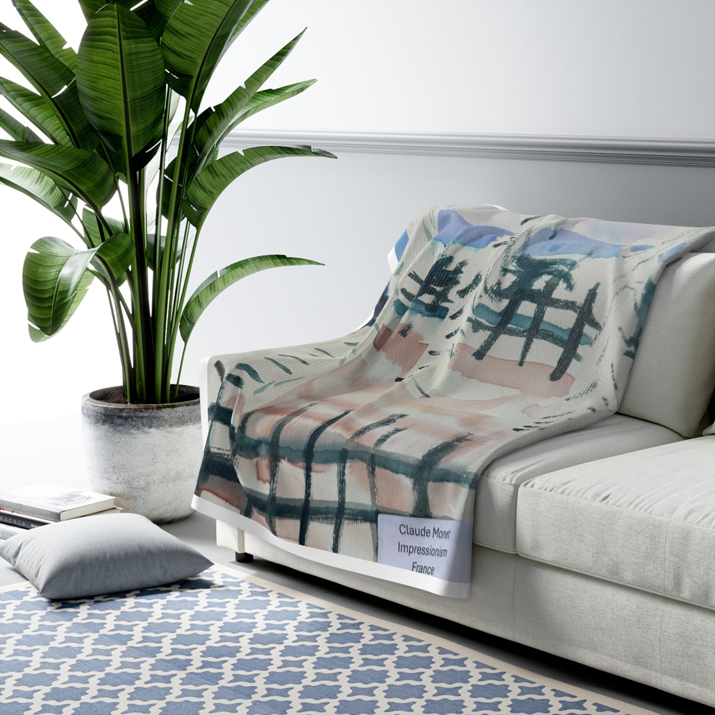 Chuck's Monet. Colorful Sherpa Blanket for Cozy Living