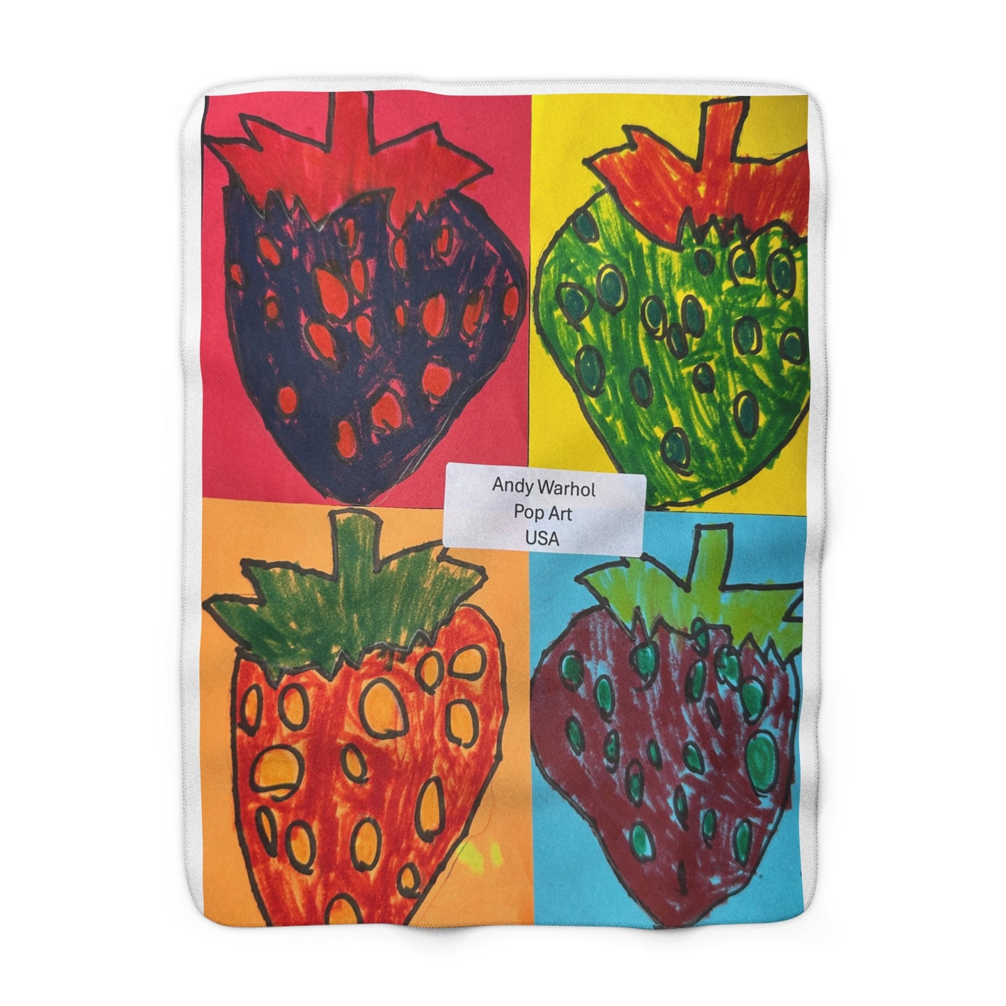 Chuck's Strawberries (Andy Warhol). Colorful Sherpa Blanket for Cozy Living