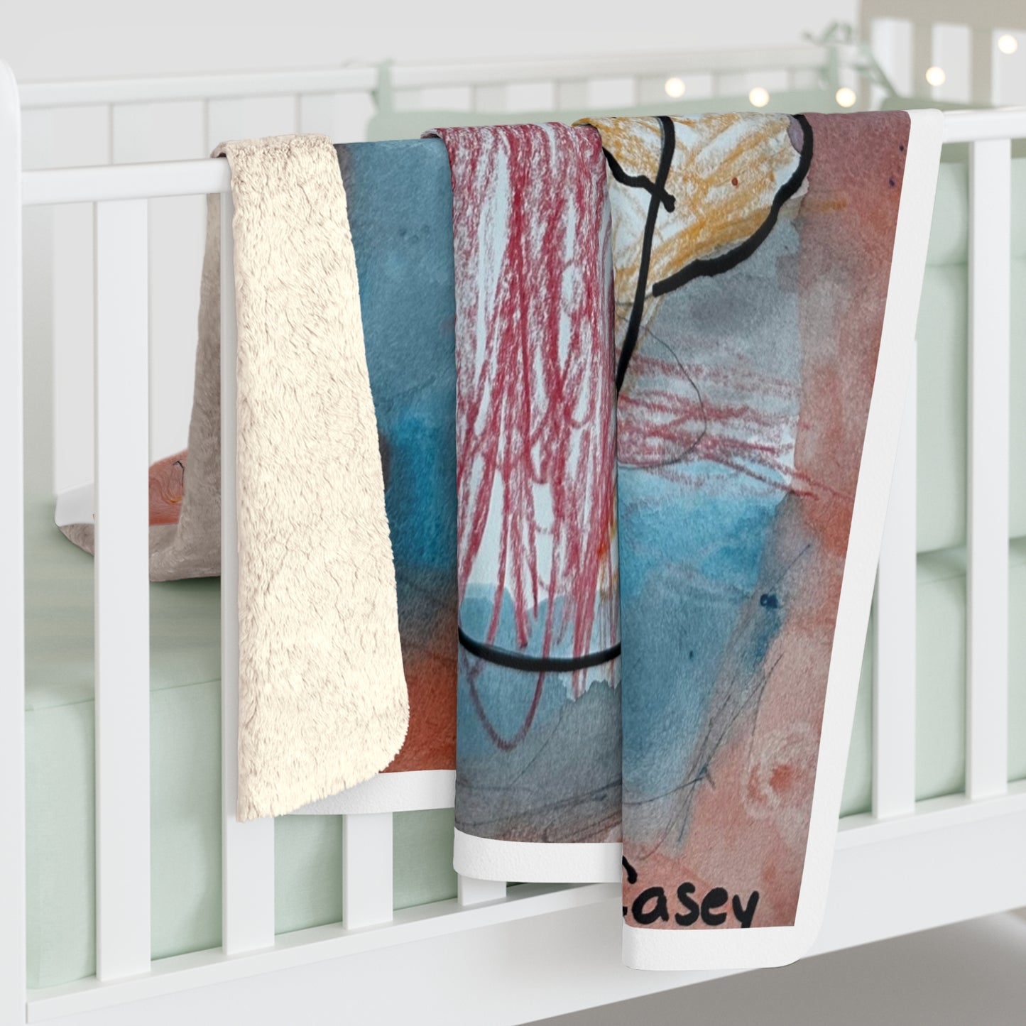 Casey's Axolotl. Colorful Sherpa Blanket for Cozy Living